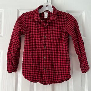 Button down red and black plaid shirt